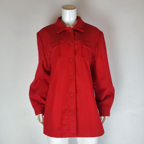 Vintage 80's/90's Fundamental Things Red Wool Shacket - Picture 1 of 6